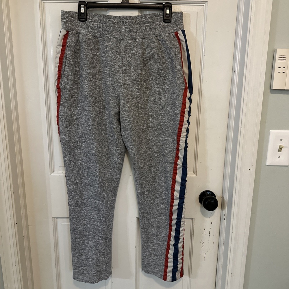 Grunt Style Jogger Pants - Gray-red White &‎ Blue Striped Large Patriotic RARE